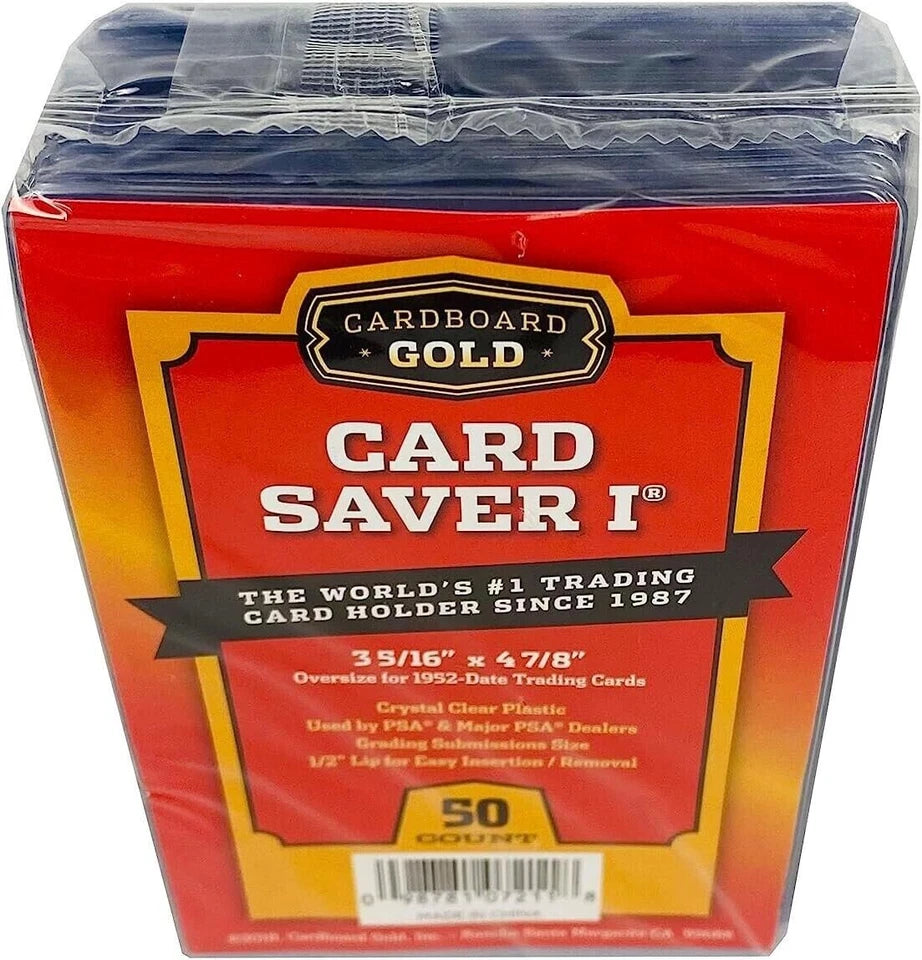 Top view of Card Saver 1 50-count pack showing semi-rigid card holders neatly stacked for secure shipping and storage