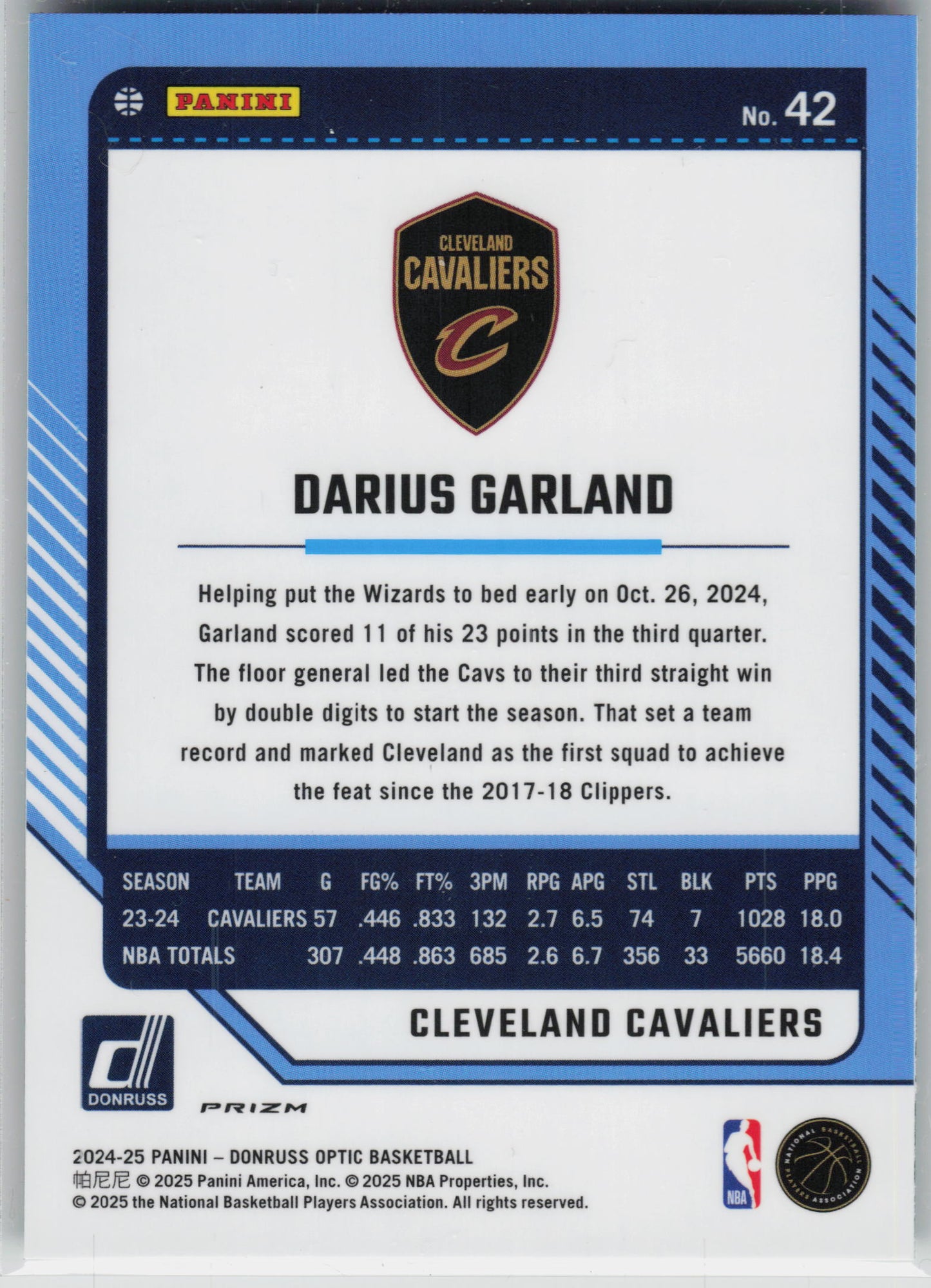 2024-25 Donruss Optic #42 Darius Garland Green Seismic