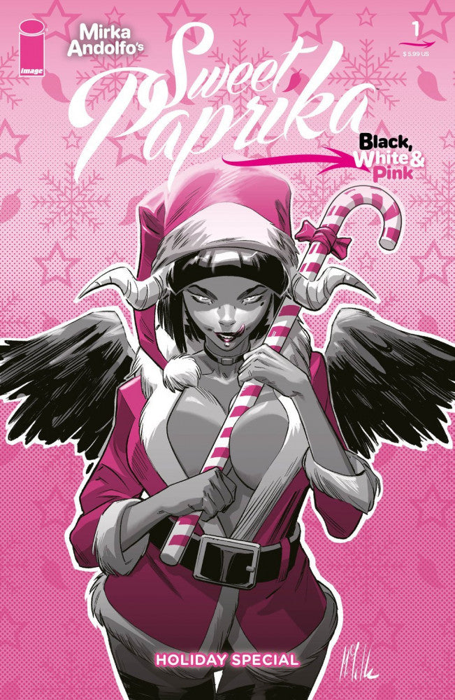 Mirka Andolfo's: Sweet Paprika - Black, White & Pink - Holiday Special #1 Cover D Marco Failla Variant cover