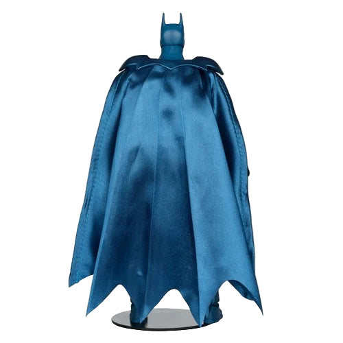 Rear view of McFarlane DC Multiverse Batman One Million 7-inch action figure showing flowing blue fabric cape.