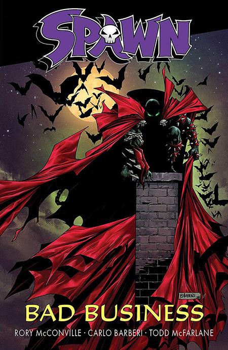 Spawn: Bad Business trade paperback collecting issues #324-330, featuring Sinn, Jim Downing, and the Dead Zones – cover art by Carlo Barberi