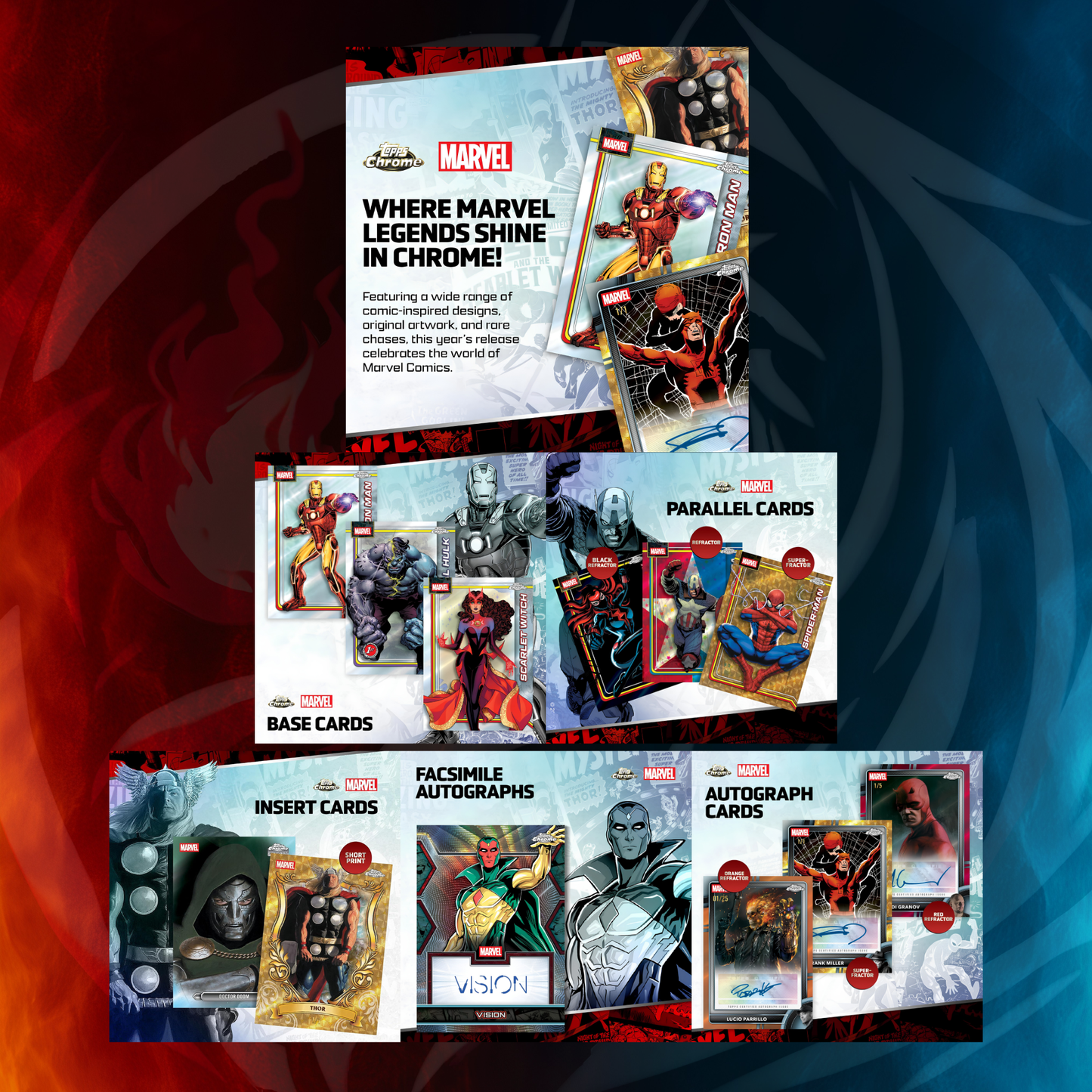 2026 Topps Chrome Marvel Comics Value Box — 8 packs with 4 cards per pack, RayWave Refractor retail exclusives