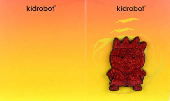 Badtz-Maru red glitter enamel pin in Akatsuki robe from Naruto Shippuden x Hello Kitty and Friends.