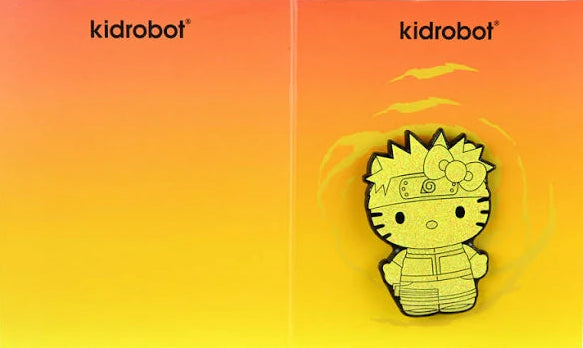 Hello Kitty dressed as Naruto Uzumaki with yellow glitter enamel finish from Naruto Shippuden x Hello Kitty and Friends series.