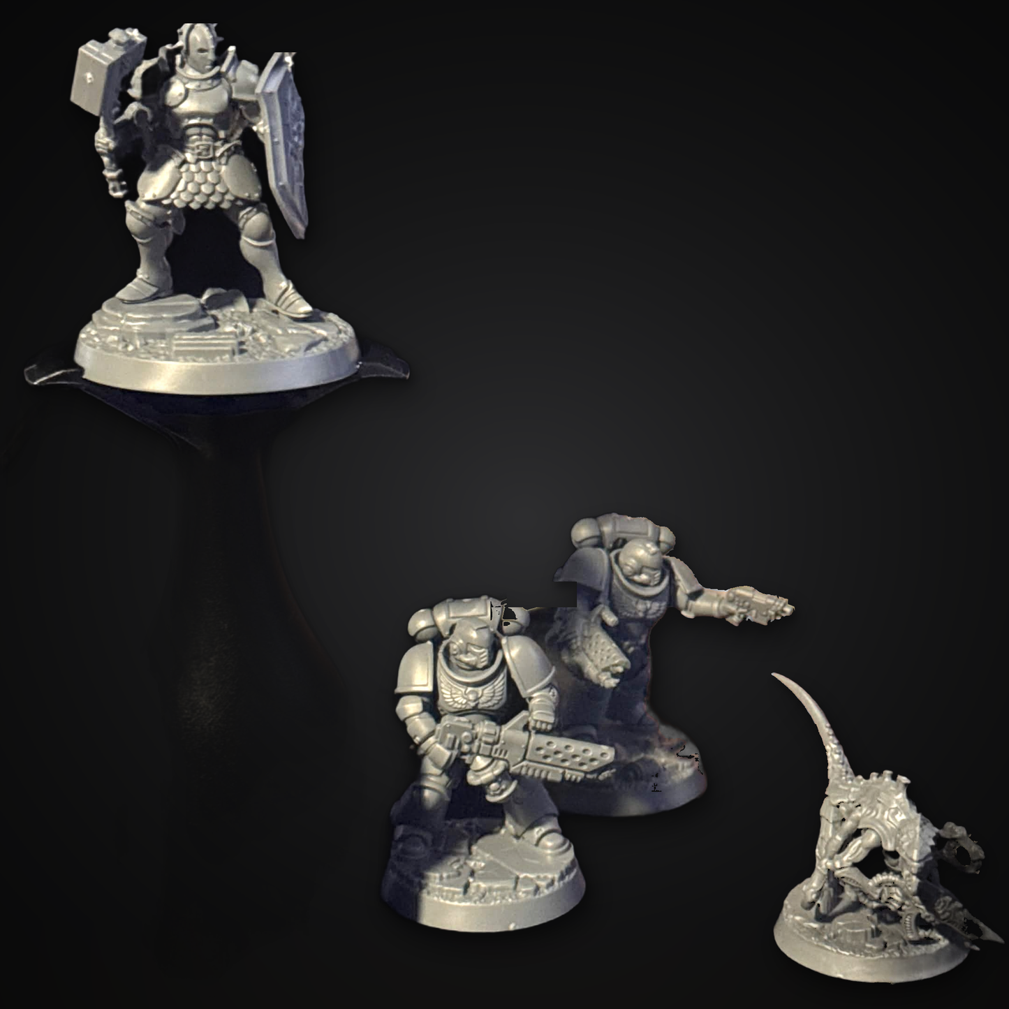 Unpainted Warhammer miniatures ready for the intro paint night class at Prime 151 Collectibles in Hicksville NY