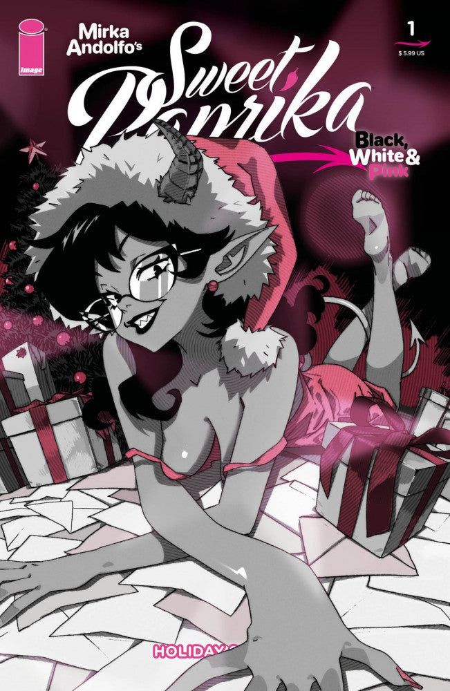Mirka Andolfo's: Sweet Paprika - Black, White & Pink - Holiday Special #1 Cover C Rachta Lin Variant cover