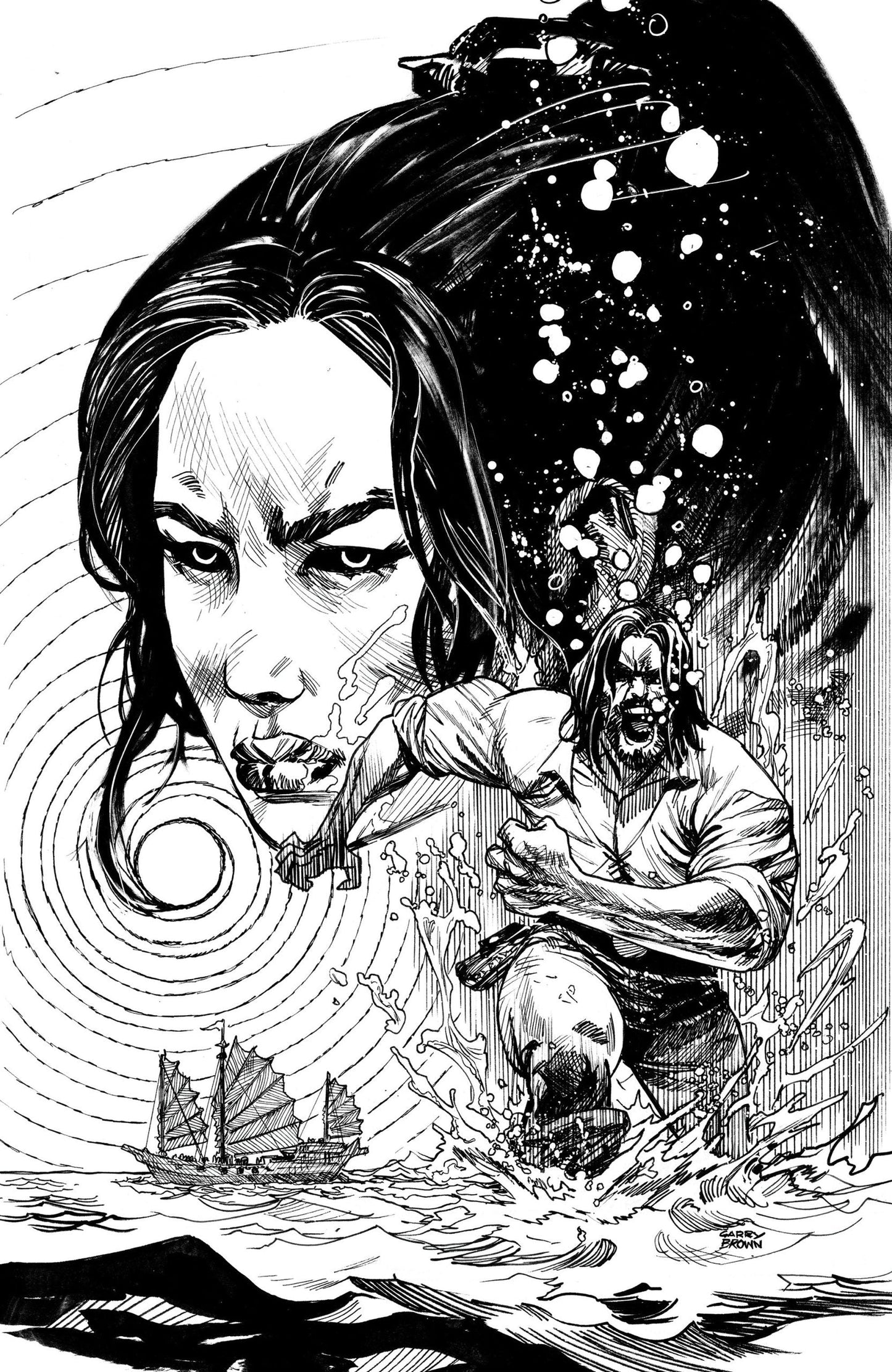 BRZRKR: The Bleeding Tide #1 Cover L Garry Brown Unlimited B&W Virgin Variant cover