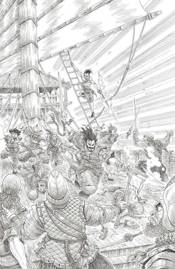 BRZRKR: The Bleeding Tide #1 Cover H James Stokoe Incentive B&W Virgin Variant (1:25) cover