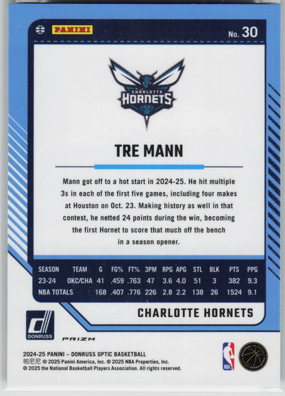 2024-25 Donruss Optic #30 Tre Mann Green Seismic