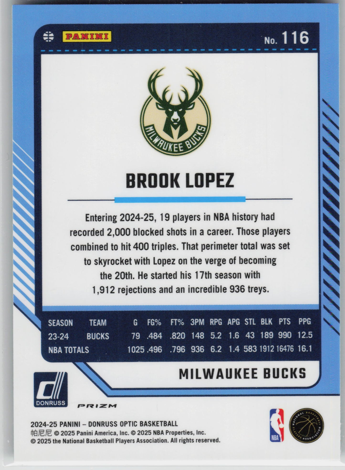 2024-25 Donruss Optic #116 Brook Lopez Green Seismic