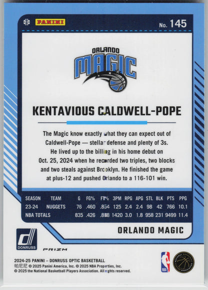 2024-25 Donruss Optic #145 Kentavious Caldwell-Pope Green Seismic