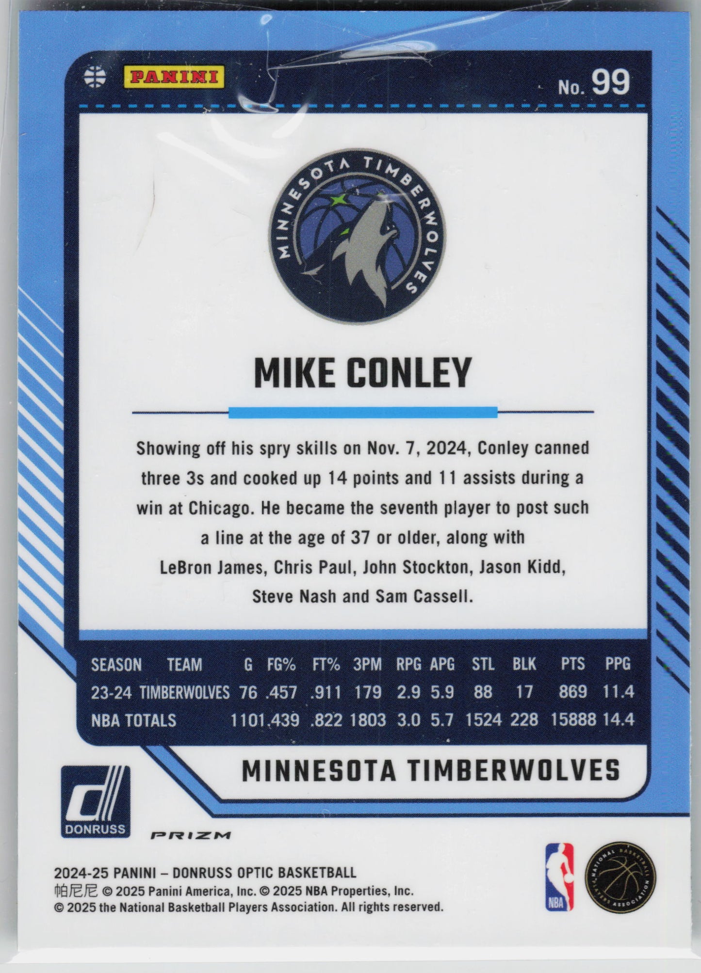 2024-25 Donruss Optic #99 Mike Conley Green Seismic