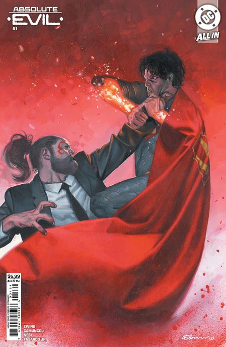 Absolute Evil #1 (One-Shot) Cover B by Fabrizio De Tommaso – card stock variant featuring a brutal red-toned battle scene, DC Comics 2025