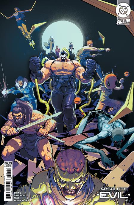 Absolute Evil #1 (One-Shot) Cover E by Riley Rossmo – card stock variant featuring a team of villains in chaotic action, DC Comics 2025