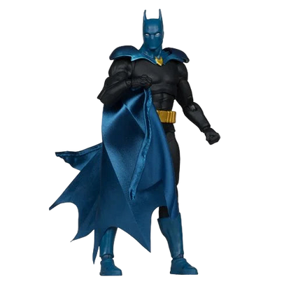 McFarlane DC Multiverse Batman One Million 7-inch action figure in dynamic pose holding blue fabric cape.