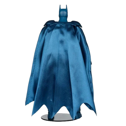 Rear view of McFarlane DC Multiverse Batman One Million 7-inch action figure showing flowing blue fabric cape.