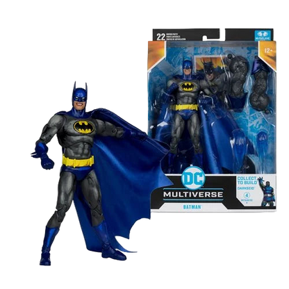 Batman Justice League Task Force 7-inch figure posed beside packaging from McFarlane DC Multiverse Build-A Wave 14.