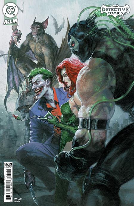 Detective Comics #1101 Cover B by Gabriele Dell’Otto card stock connecting variant showcasing Joker, Poison Ivy, Bane, and Man-Bat – DC Comics 2025