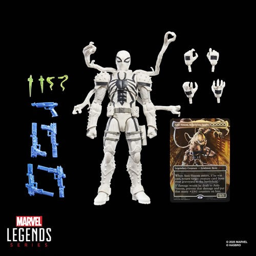 Agent Anti-Venom Marvel Legends 6" figure with full accessories including blasters, tendrils, and alternate hands