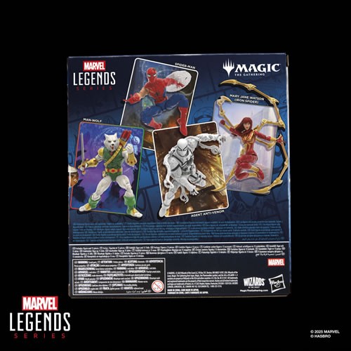 Back packaging of Marvel Legends Agent Anti-Venom Magic the Gathering crossover with lineup of wave figures