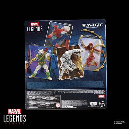 Back packaging of Marvel Legends Agent Anti-Venom Magic the Gathering crossover with lineup of wave figures