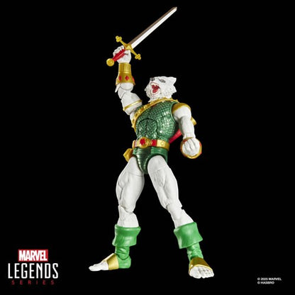 Marvel Legends Man-Wolf action figure holding sword triumphantly overhead