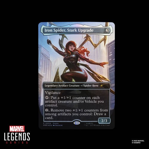 Exclusive Magic the Gathering card Iron Spider Stark Upgrade featuring Mary Jane Watson crossover artwork