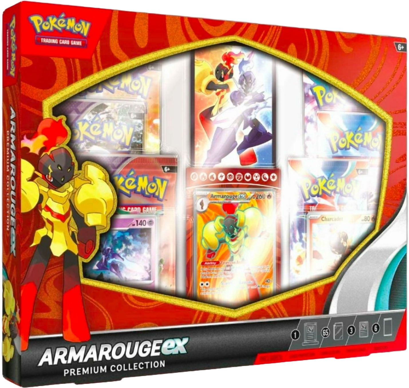 Armarouge ex Premium Collection box featuring promos and booster packs.