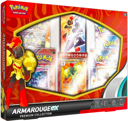 Armarouge ex Premium Collection box featuring promos and booster packs.