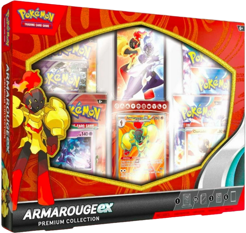 Armarouge ex Premium Collection box featuring promos and booster packs.