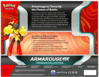 Back of the Armarouge ex Premium Collection box detailing contents and features.