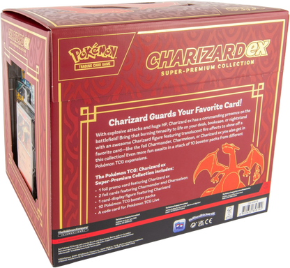 Angled rear packaging view of the Charizard ex Super-Premium Collection.