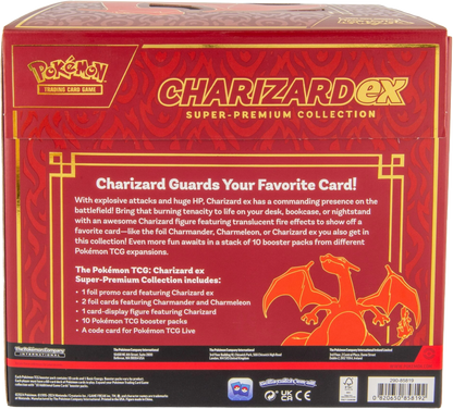 Back view of the Charizard ex Super-Premium Collection showing contents and product details.