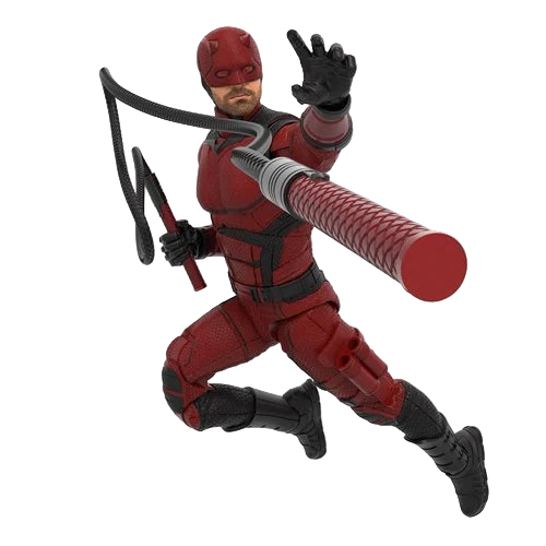 Daredevil Marvel Legends action pose with connected batons and rope accessory.