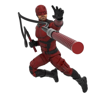 Daredevil Marvel Legends action pose with connected batons and rope accessory.