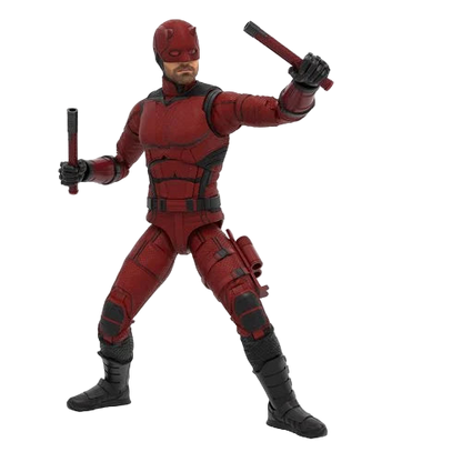 Daredevil Marvel Legends 6-inch figure striking battle stance with batons.