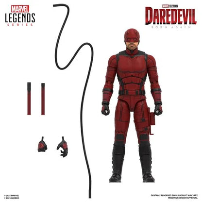 Daredevil Marvel Legends figure with all accessories displayed including alternate hands and rope.