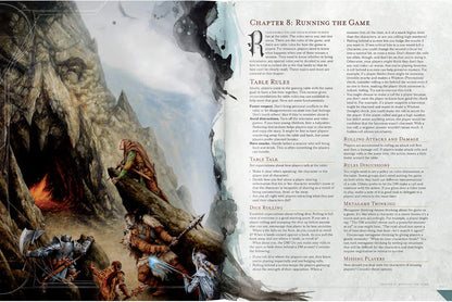 Dungeons & Dragons Dungeon Master’s Guide 5E chapter Running the Game interior pages
