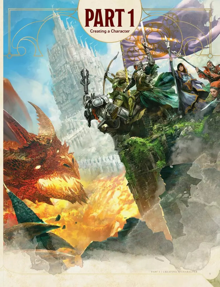 Dungeons & Dragons Player’s Handbook 5E interior pages creating a character and classes
