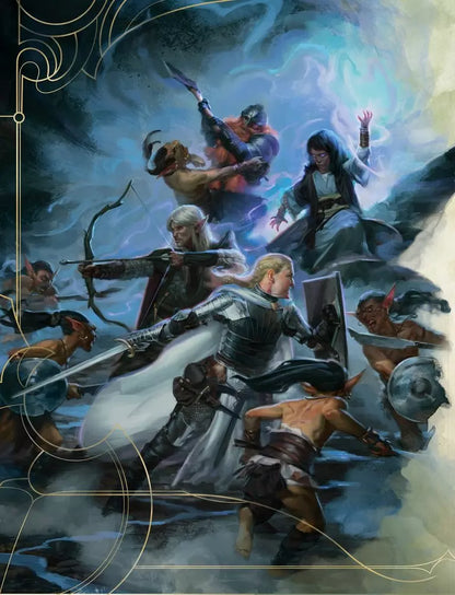Dungeons & Dragons Player’s Handbook 5E interior artwork depicting adventuring party in combat