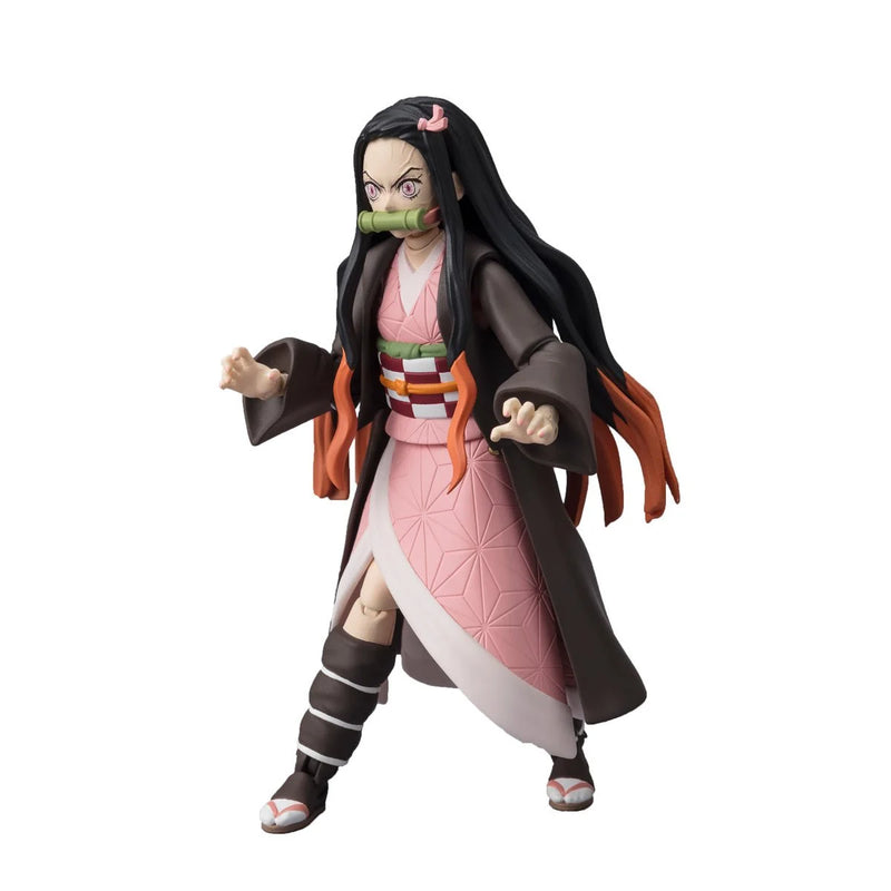 Nezuko Kamado action figure on white background showing full outfit and articulation details.