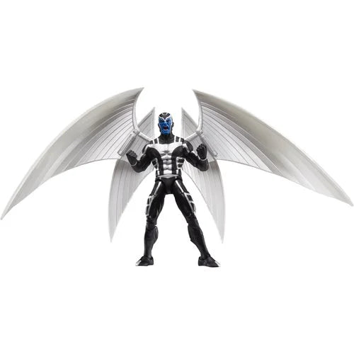 Hasbro Marvel Legends X-Force Archangel action figure standing tall with silver wings fully extended and fists raised in heroic stance.