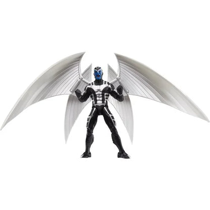 Hasbro Marvel Legends X-Force Archangel action figure standing tall with silver wings fully extended and fists raised in heroic stance.