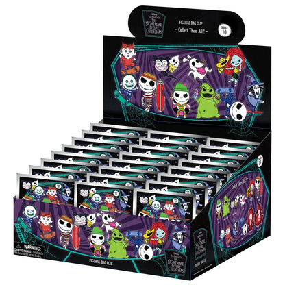 Open retail display of Series 10 NBX 3D Foam Bag Clips arranged in rows for store presentation.