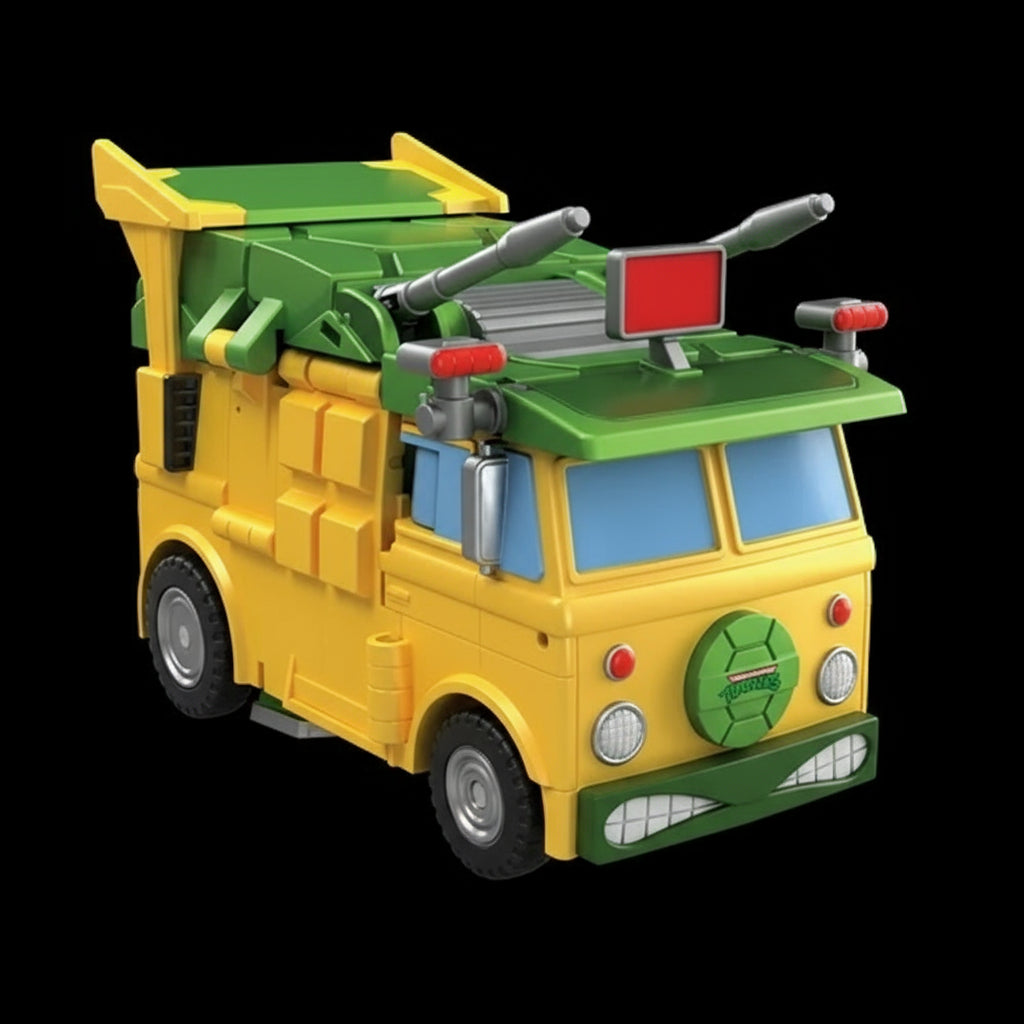 Party Wagon alt mode from the Transformers x TMNT mash-up with accurate turtle van detailing.