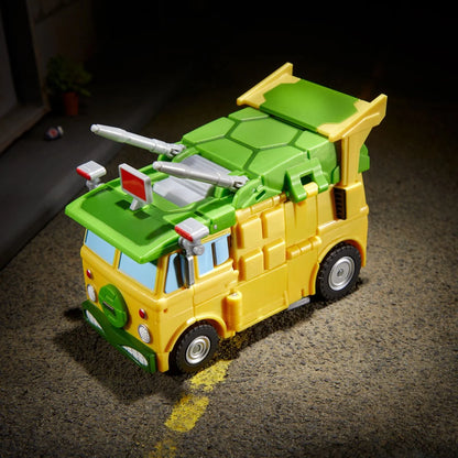 Party Wagon vehicle mode with roof cannons displayed on a street-style diorama scene