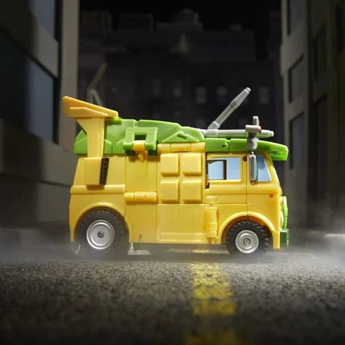 Side view of Party Wagon alt mode showing classic TMNT van profile and retro detailing.