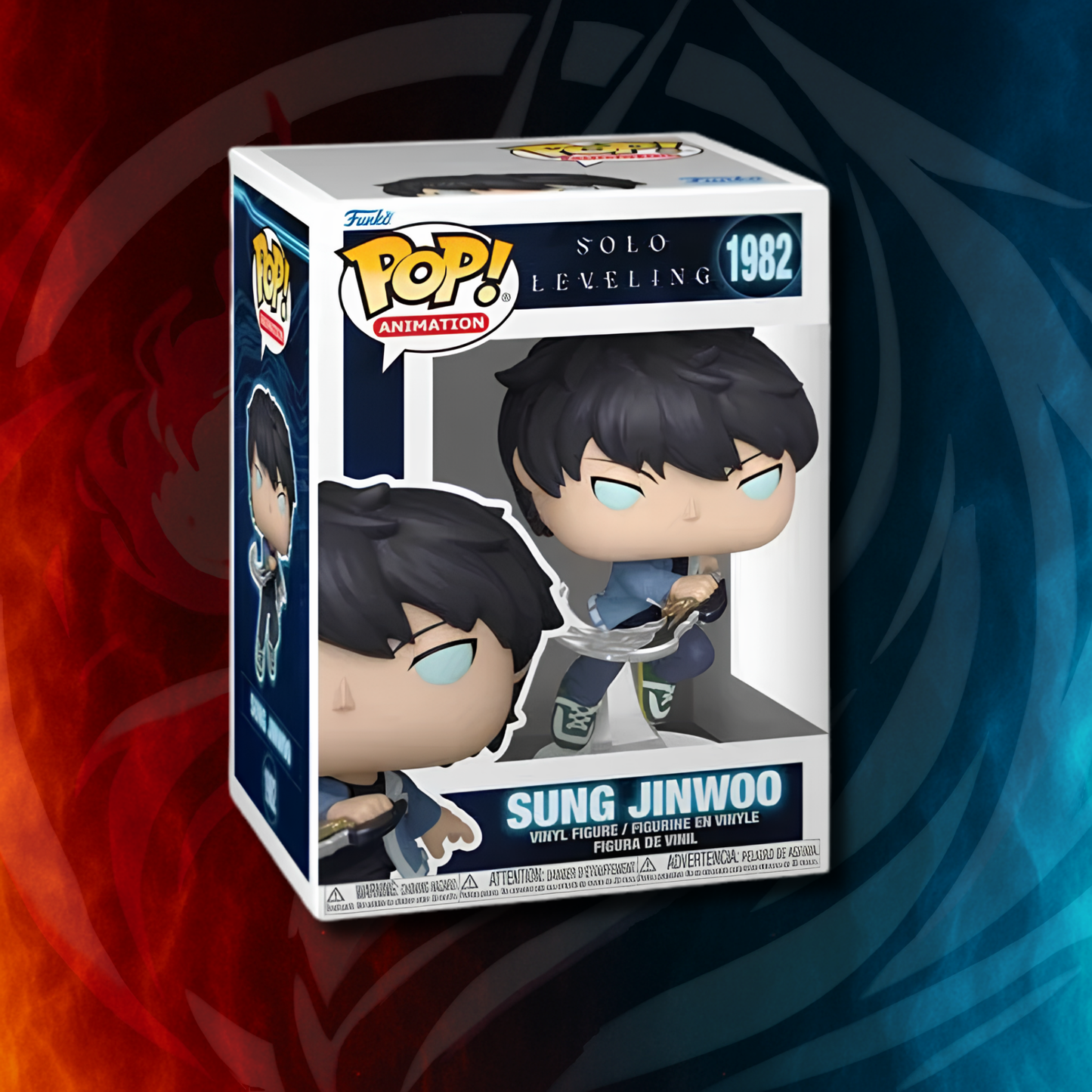 Sung Jinwoo Funko Pop 1982 Solo Leveling box packaging front display collectible