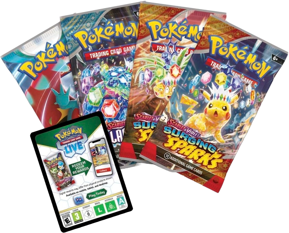 Assorted Pokémon TCG booster packs included in Ursaluna ex Box.