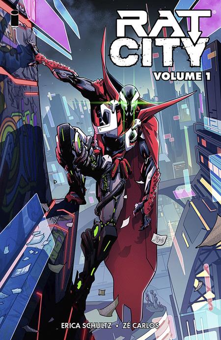 Spawn: Rat City trade paperback volume 1 collecting issues #1-6, featuring Peter Cairn as a cyberpunk Hellspawn in a dystopian future – cover art by Ze Carlos